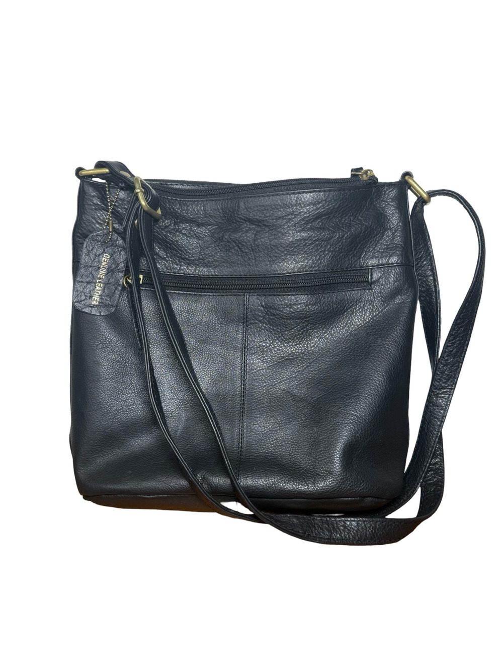 GREAT AMERICAN LEATHER WORKS Medium Black Leather Shoulder Bag NEW